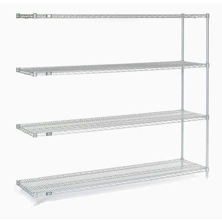 Nexel 5 Tier Silver Epoxy Wire Shelving Add-On Unit, 60W x 24D x 86H A24608EP5